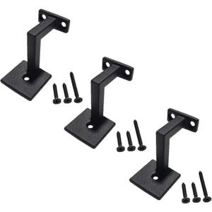 Square Handrail Brackets for Staircase Stair Railing Brackets with Screws (Pack of 3) (Textured Black)
