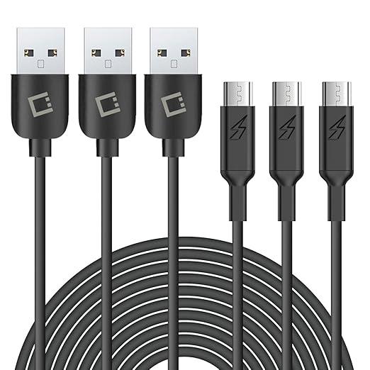 Cellet Micro USB Cable, [3-Pack] (3.3ft) Premium Micro USB Cable Perfect Lengths Set High Speed Sync Quick Charging USB 2.0 A Male to Micro B Cable (Black) for Samsung Galaxy S7, S7 Edge, 4ft