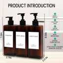 Shampoo and Conditioner Dispenser Set, 3Pack Refillable Shampoo and Conditioner Bottles with Labels, 500ml Soap Dispenser 16.9oz Shower Dispenser Square Pump Bottle for Bathroom and Kitchen - Amber