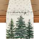 Artoid Mode Beige Pine Tree Snowflake Merry Christmas Table Runner, Seasonal Winter Xmas Holiday Kitchen Dining Table Decoration for Home Party Decor 13 x 90 Inch