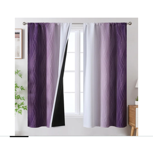 Estelar Textiler Purple and Greyish White Ombre Blackout Curtains 63 Inch Length, Rod Pocket Thermal Insulated Curtains for Girls Bedroom, Full Room Darkening Drapes for Kids Room, 42Wx63L, 2 Panels