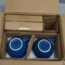 LE TAUCI Cappuccino Cups with Saucers 6 oz, Set of 4 Ceramic Coffee Cup and Saucer Set for Latte, Au Lait, Flat White, Mocha, Tea, Embossed Coffee Cups, Ceylon Blue