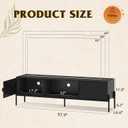 WLIVE TV Stand for 65 Inch TV, Mid Century Modern Entainment Center with 2 Storage Cabinets & Open Shelf, TV Console Table Media with Metal Legs for Living Room, Bedroom, Black, 57.87l*14.57w*17.71h