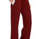 ADANIKI Sweatpants Women Yoga Pants with Pockets for Women Pajamas Work Pants Wide Leg Drawstring Pants for Women's Lounge (Jujube red, Large)