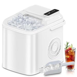 26LBS in 24Hrs Auto-Cleaning Portable Ice Maker Machine, Dual-Size Bullet Ice Makers Countertop with Handle & Scoop and Basket,9 Cubes in 6 min for Home Kitchen Office Bar Camping (26.5Lbs/day)