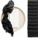 Ling's Moment Luxury Cloth Wedding Napkins  19x19 Inch Reusable Cheesecloth Linen Napkins for Wedding Reception, Bridal Shower, Dinner Table  Washable, Durable (Set of 10), [Black]