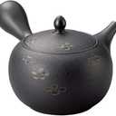Yamakiikai Japanese Large Kyusu Tokoname Handmade Clay Teapot 15.6 Fluid Ounces Shunjuu Scarlet Crest Pattern Black L339 from Japan (1)