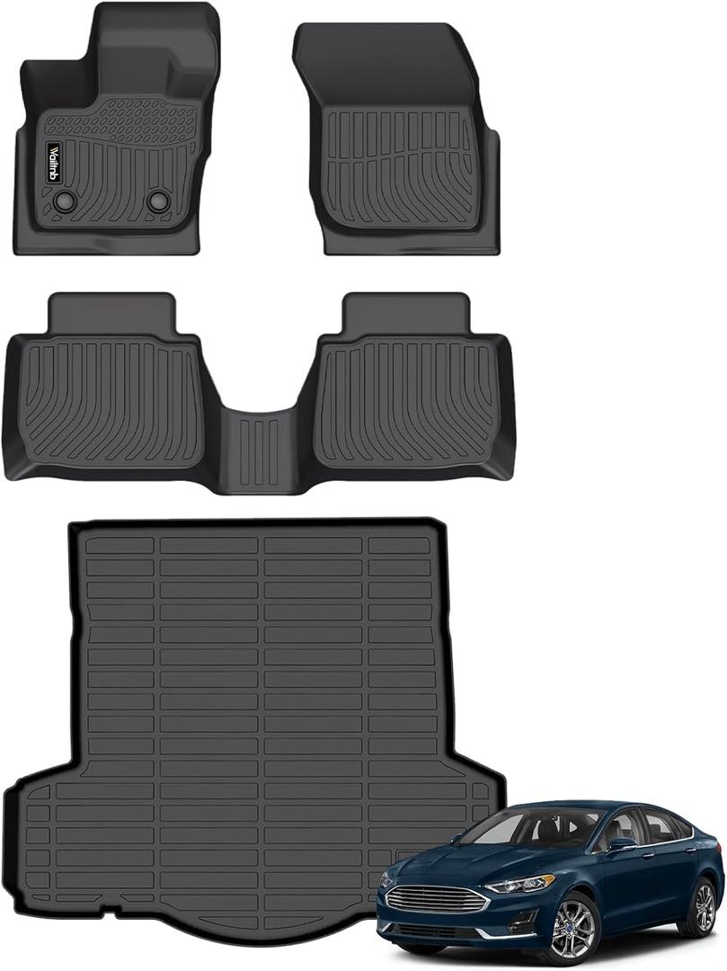Floor Mats & Cargo Liner Fit for Ford Fusion 2017-2020 & Lincoln MKZ 2017-2020 All Weather Liners Custom Fit Ford Fusion 2017-2020 & Lincoln MKZ Waterproof Durable Easy to Clean Accessories