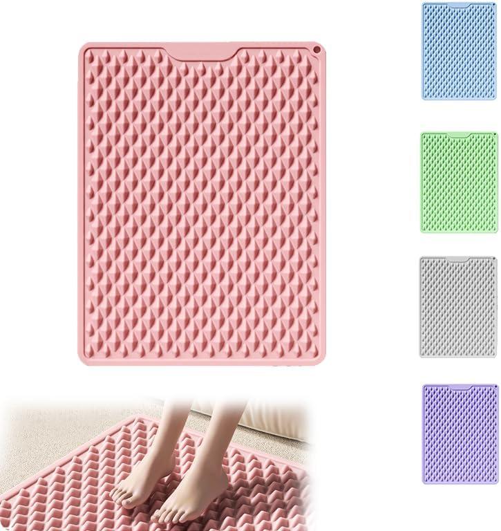 LmlJoo Silicone Cushion Portable Foot Reflexology Pad Foldable Foot Massage Mat Pressure Point Massage Mat Anti-Fatigue Standing Desk Mat Standing Pad Relieves (Pink)