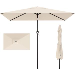 AreShark 6.5' x 10' Rectangular Patio Umbrellas for Outdoor, Outdoor Table Umbrella, Large Outdoor Patio Umbrellas with 6 Sturdy Ribs for Pool, Garden, Deck & Market (Cream-White)