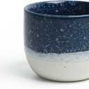 Set of 4 Ceramic Espresso Cups-4 oz, Blue & White Summer Coastline Design, Ideal for Espresso, Coffee, Tea, & More,Small Ceramic Coffee Mugs, Dishwasher & Microwave Safe