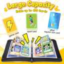 Card Binder  4 Pocket Zipper Collection Album, Premium PU Holder, Double-Sided Display for 400 Cards, Includes 5 Hard Plastic Sleeves for Game Cards, Sports CardsCartoon Stickers