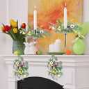 4 PCS Spring Flowers Taper Candle Rings Wreaths 1.38" Mini Spring Summer Floral Taper Candle Holder Wreaths Colorful Artificial Wildflowers Table Centerpieces Wreath for Church Home Wedding Decor