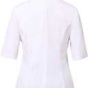 Womens Church Clergy Shirt with Tab Collar Spring/Summer Half Sleeve Slim Blouse Top (White, XL)