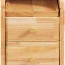 latifolia Solid Wood Nightstand, 2-Drawer Small Nightstand, Narrow Bedside Table with Shelf Storage(Nature, 9.84''W)