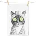 FITIE Funny Cucumber Cat Bathroom Hand Towels, Bathrobe Cat Kitten Hand Towels for Bathroom Washroom Restroom Decor, 16x24 Inch