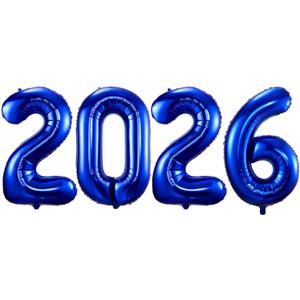 2026 Navy Blue Balloons, 40" Large Navy Blue 2026 Balloons Helium Mylar Foil Balloons for 2026 New Year Christmas Graduation Party Decoration