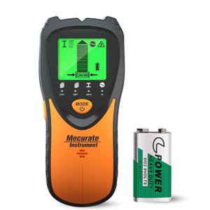 Mecurate Stud Finder Wall Scanner Sensor - 5 in 1 Electronic Stud with LCD Display & Audio Alarm for Wood AC Live Wire Metal Studs Detection Joist Pipe (Orange)