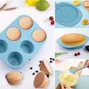 7in1 Silicone Bakeware Baking Set, Kitchen Bake Pans Molds Tray for Oven with BPA Free Round/Square Cake Pan, Loaf Pan, Muffin Pan for Bread Pizza Cheesecake Cupcake Pie Desserts (Blue)
