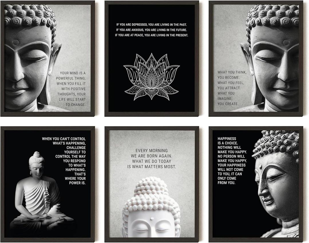 97 DECOR Buddha Decor for Home - Buddha Wall Art Prints, Inspirational Buddhist Quotes Poster, Buddhism Art Pictures Zen Meditation Decorations for Bedroom Office Yoga Room Decorations ( 8x10 Inch UNFRAMED)