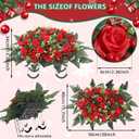 Christmas Artificial Cemetery Flowers,Artificial Cemetery Flowers Saddle for Outdoor Gravesite Tombstone Decorations,Roses and Artificial Red Berries Stems Ornaments