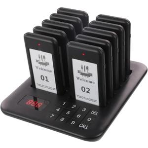 Restaurant Pager System, 10 Wireless Pagers, Touch Keyboard Calling Customers Waiting Beepers with Vibration Flash and Buzzer for Queue in Food Trucks Churches Bar Shop Hotels Eatery