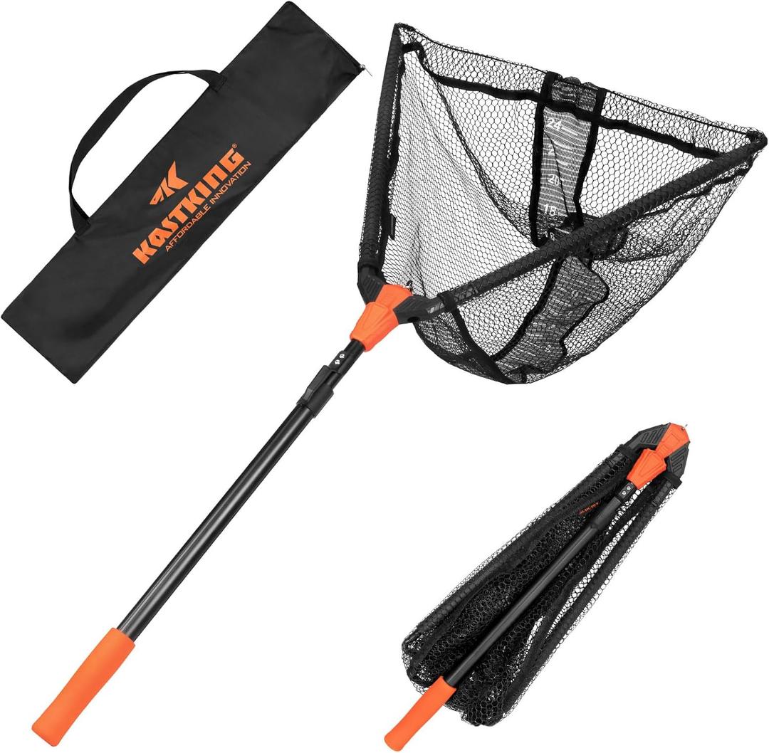 KastKing Pontus Fishing Net Fish Landing Net, Foldable & Lightweight Freshwater Fishing Landing Net with Built in Length Scale, Aluminum Handle, Fish-friendly Mesh for a Safe Release, Fishing Gifts for Men