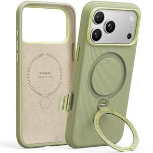 TORRAS Q3 Wind Flow for iPhone 17 Pro Case Silicone, Fit for MagSafe, Magnetic 360 Spin Stand with Camera Control, Liquid Silicone Rubber Soft Phone Case for iPhone 17 Pro 6.3'', Matcha Green
