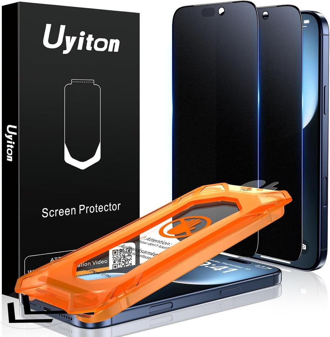 Uyiton for iPhone 17 Pro Matte Privacy Screen Protector - Anti-Fingerprint [Easy to Install] Anti-Spy Shatterproof Full Coverage 9H Tempered Glass Screen Cover, 2 Pack