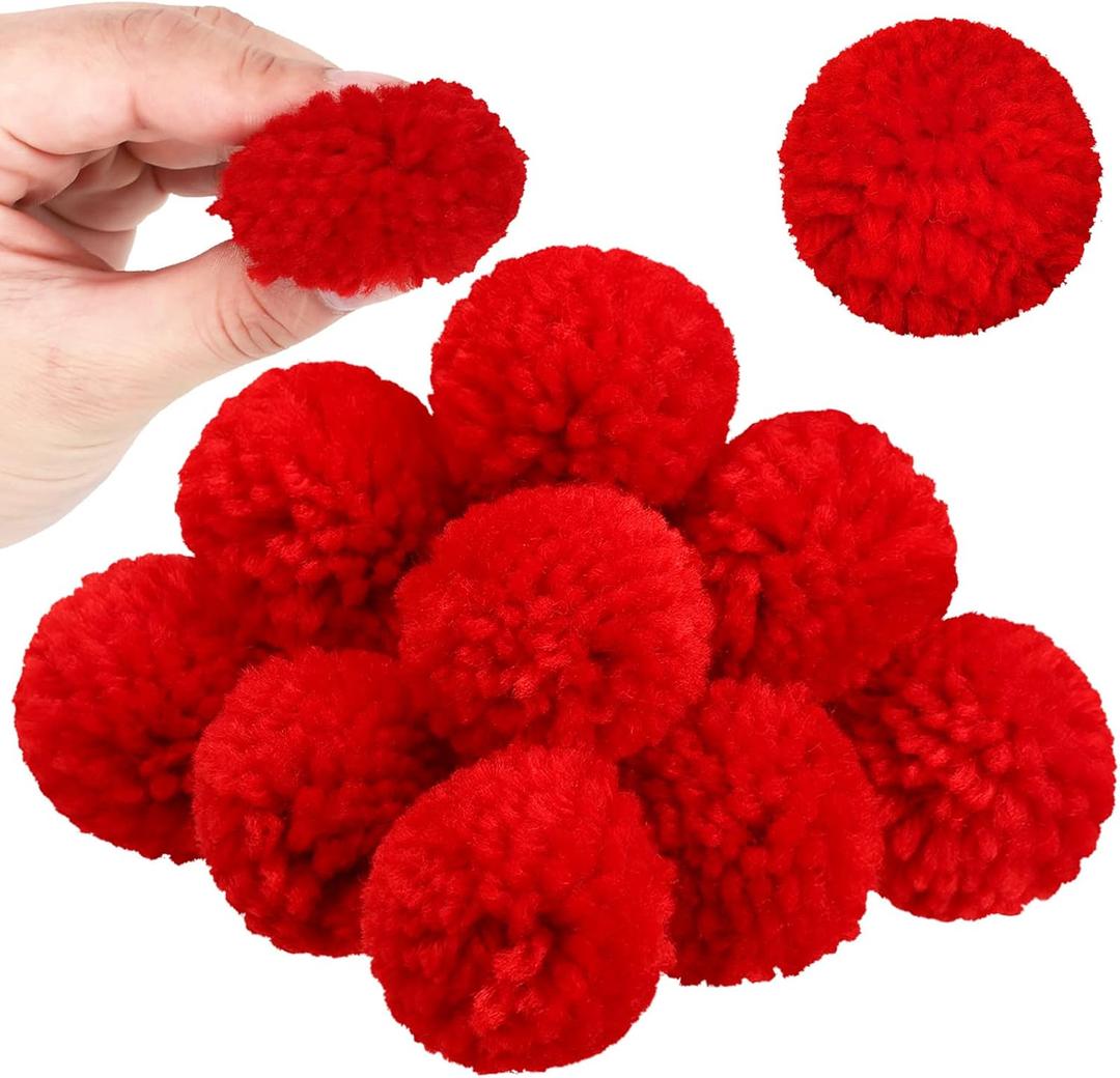 Syhood 20 Pcs Christmas Yarn Pom Poms Balls for DIY Handmade Crafts Fuzzy Pompoms for Christmas DIY Hats Thanksgiving Party Holiday Hanging Home Decorations(1.5 Inch,Red)