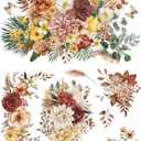 Joeyan Boho Flower Bouquets Rub On Transfers for Furniture and Crafts, 2 Large Flower Design Sheets 12''x18'', DIY Home Decal on Wood Glass Metal Canvas Porcelain Paper Plastic, Champagne Season