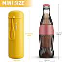 Exllena Mini Water Bottle 6.8oz/200ml, Small Insulated Water Bottle for Hot&Cold Drinks, Water Bottle Purse with Carry Handle - 100% Leakproof Perfect for School, Travel (Yellow)
