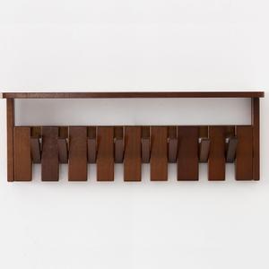 Wooden Coat Rack Wall Mount with Shelf, Heavy Duty Entryway Organizer with 8 Hooks,Coat Hooks Hanger for Coats, Hats, Bags & Towels, Walnut Wall Hanger for Hallway, Bedroom, Kitchen (8 Hooks)