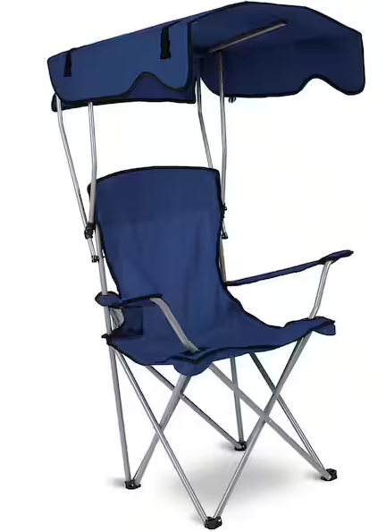KOCASO Foldable Beach Canopy Chair, Camp Chairs with Shade, Heavy Duty Sun Protection Camping Lawn Canopy Chair with Cup Holder, for Outdoor Beach Camp Park Patio (Navy Blue)