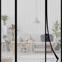 Reinforced Magnetic Screen Door - Heavy Duty Mesh Curtain and Full Frame Hook and Loop, Toddler and Dog Friendly, No Tools Required (Double Doors, 62"x81", Fits Door Up to 60" W x 80" H)
