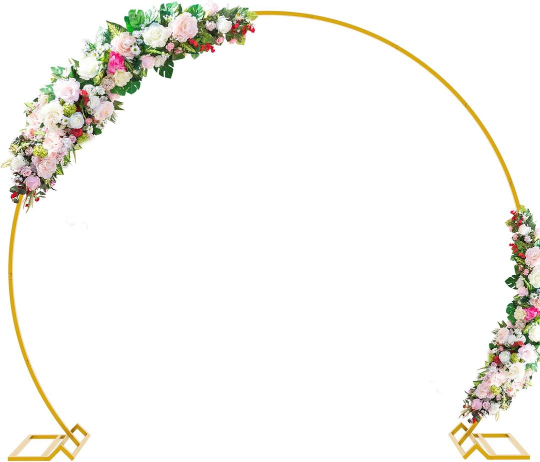 Wokceer Wedding Arch 7.2FT Round Backdrop Stand Gold Metal Circle Backdrop Stand Circle Balloon Arch Stand Frame for Birthday Party Bridal Shower Anniversary Ceremony Candy Tables Celebration