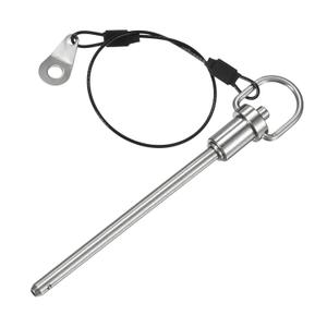 Push-Button Ball Locking Pin, 1/4" [6mm] Dia., 3-17/32"[90mm] Usage Length Ring Quick Release Lock Pins W Lanyard Cable for Speaker/Aviation/Gym/Machine [304 Stainless Steel] (6mm x 90mm)