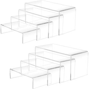 8 Pcs Acrylic Display Risers(8.5",8",7.5",7") ,Clear Product Stand,Cupcakes Holder Dessert Display Transparent Showcase Stands, Candy Bar Risers, Acrylic Lifts Display for Figures