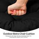 idee-home Outdoor Bistro Chair Cushions, 18”x18”x 6” Thick Outdoor Round Seat Cushions Set of 2 Tufted with Ties, Waterproof Round Patio Furniture Pads for Garden, Black