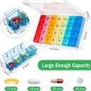 Hsei 4 Pack Pill Organizer Monthly XL Large Weekly Pill Organizer 4 Times a Day Box 7 Day Moisture Proof 4 Weeks Case Large(10.2 x 5.5 x 1.4 Inch)