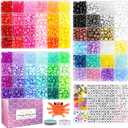 4 Boxes Pony Beads 72 Colors 9mm Friendship Bracelets Making Kit, Rainbow Kandi Beads Bulk Letter Beads for Name Bracelets Jewelry Making Crafts with Elastic String for Mothers Day Gifts