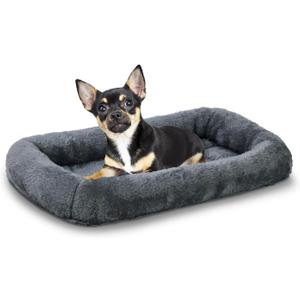 Patas Lague Bolster Dog Bed for Extra Small Dogs 16''x12'', Soft Warm Foam Pet Sofa Bed, Machine Washable Pet Cat Crate Mat for Toy Breeds, Dark Grey (XS:16x12x2 IN)