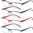 Przene Reading Glasses for Men Women Blue Light Blocking Readers Spring Hinges Lightweight Style Pack
