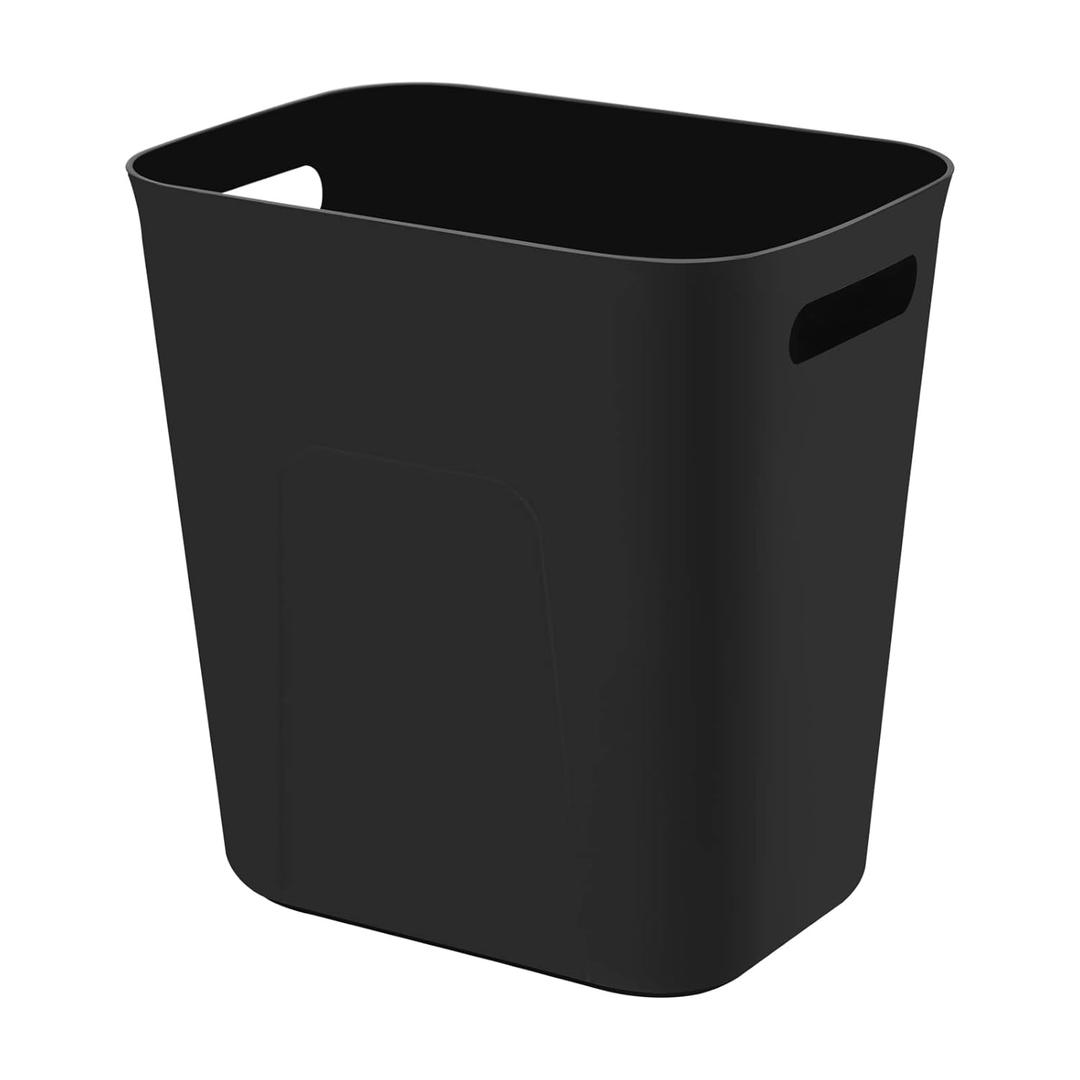 UUJOLY Plastic Small Can Wastebasket, Garbage Container Basket for Bathrooms, Laundry Room, Kitchens, Offices, Kids Rooms, Dorms, 3.5 Gallon, Black