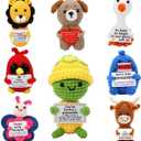 Valentine's Day Gifts for Him Her,Funny Emotional Cheer Up Positive Crochet Animals with Message Card Gifts for Anniversary Wedding, Valentines Gifts for Women Mom Girlfriend Boyfriend Men Husband