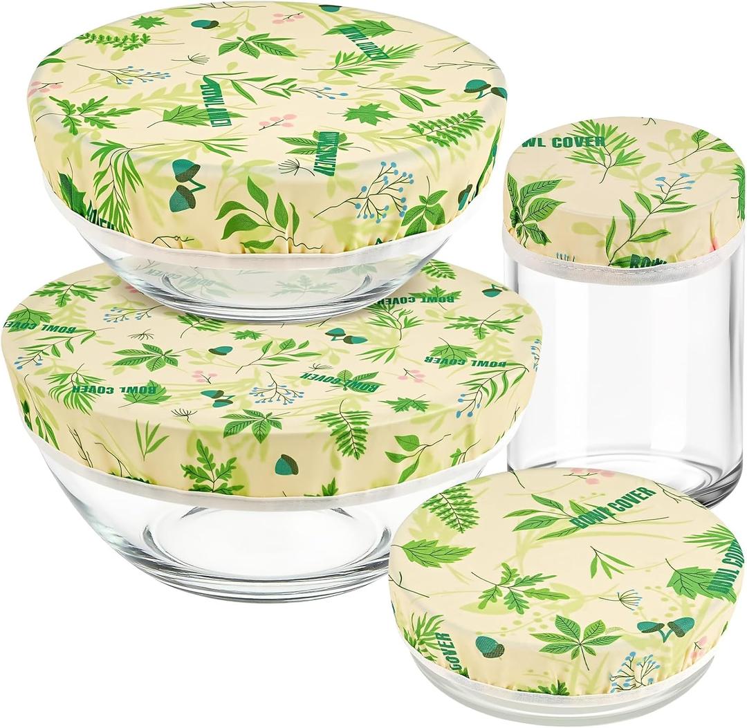 4 Pack Beeswax Bowl Covers for Bread Proofing,Sourdough Bowl Cover,Sourdough Jar Cover,4/6/9/11 Inch Natural Beeswax Organic Cotton Reusable Food Storage Lids for Jars,Bowls