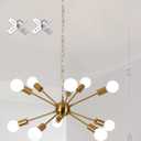 LASENCHOO 10 Lights Plug in Chandelier, Hanging Lights with Plug in Cord 16.4ft & On/Off Switch, Gold Plug in Pendant Light, Modern Sputnik Chandeliers for Dining Room Living Room Bedroom Kitchen
