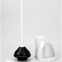 mDesign Hidden Plunger and Brush Set for Toilet Bowl - Combo with Holder Caddy - Modern Toilet Brush and Plunger Set - Aura Collection - White