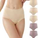 BATTEWA Incontinence Underwear for Women Washable, Leak Proof Underwear High Waist Cotton,Bladder Leakage 50ML (Beige-Blush, Large, 5 Pack)