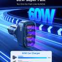 3 x SUNDA 60W USB C Fast Car Charger, 4-Ports Car Charger Adapter, Dual Type C PD30W/PPS30W Compatible with iPhone17/16 Pro/Max/iPhone15/Galaxy/SamsungS25, Dual USB-A 18W QC3.0 for Android(Blue)